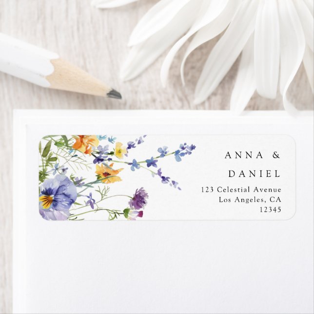 Sommer-Wildblumengarten-Hochzeit-Rücksendeadresse (Insitu)