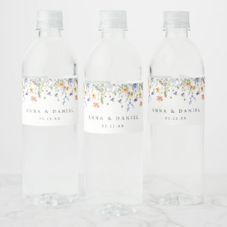 Sommer-Wildblumengarten-Hochzeit Wasserflaschenetikett