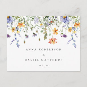 Sommer-Wildblumengarten-Hochzeitsantwort Postkarte