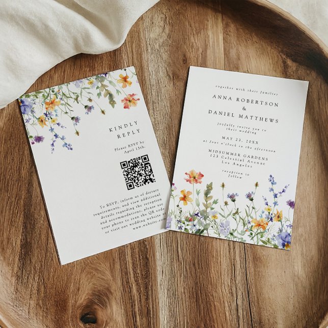 Sommer-Wildblumengarten-QR-Code-Hochzeit Einladung (Von Creator hochgeladen)