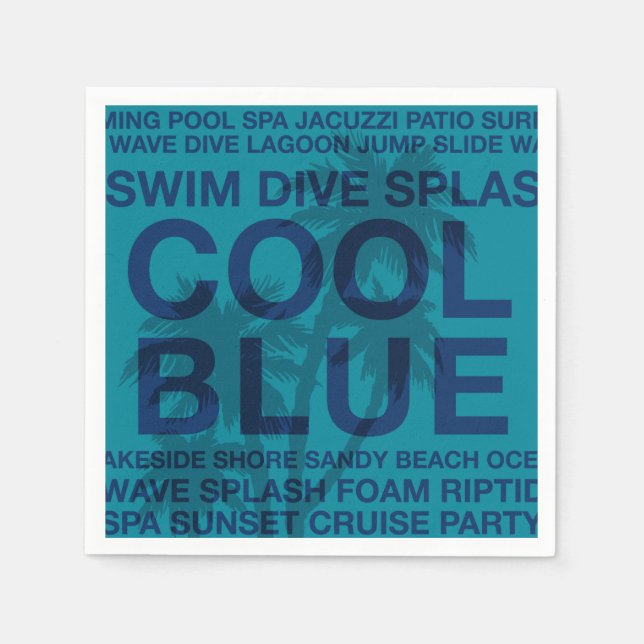Sommer Wörter Poolside und Palmenbaumpapier Napkin Serviette (Vorderseite)