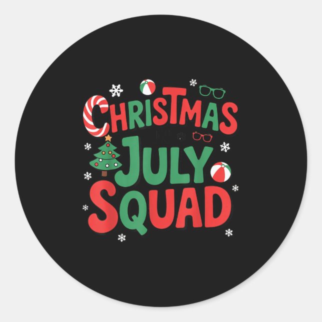 Sommer Xmas Weihnachten im Juli Squad Lustig Aloha Runder Aufkleber (Vorderseite)