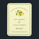 Sommer Zitrone med klassische Hochzeit speichern S Magnet<br><div class="desc">Hochzeitsdesign mit cremefarbenem Hintergrund und Zitrone</div>