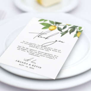 Sommer-Zitronen Dankeschön-Hochzeitsempfang-Karte
