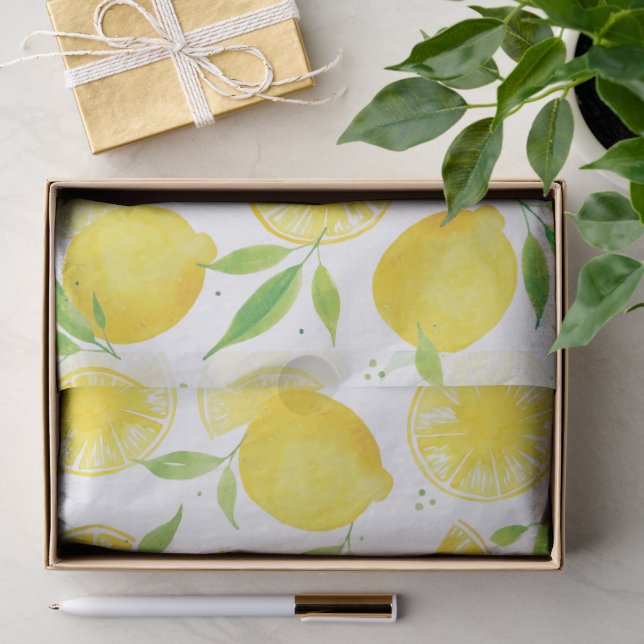 Sommer-Zitrus-Aquarell-Limonen-Muster Seidenpapier (Geschenk)