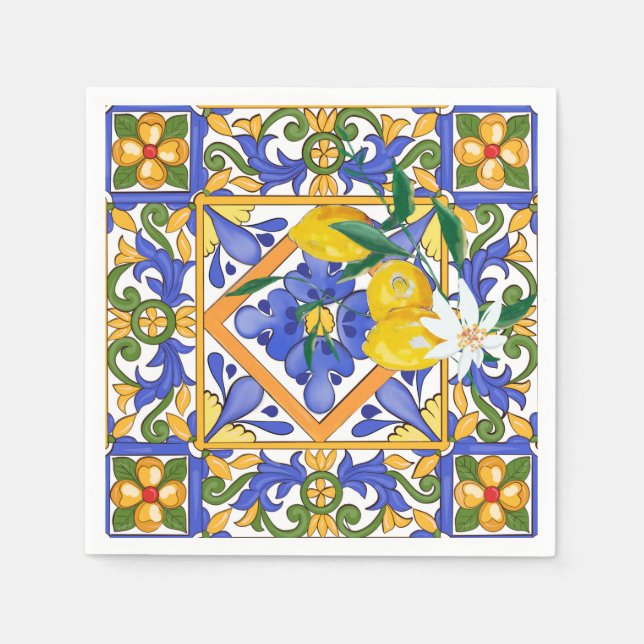 Sommer,Zitrusfrüchte,sizilianischer,mediterraner S Serviette (Vorderseite)