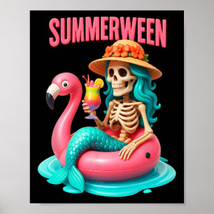 Sommer zwischen Meerjungfrau Skeleton Flamingo Hal Poster