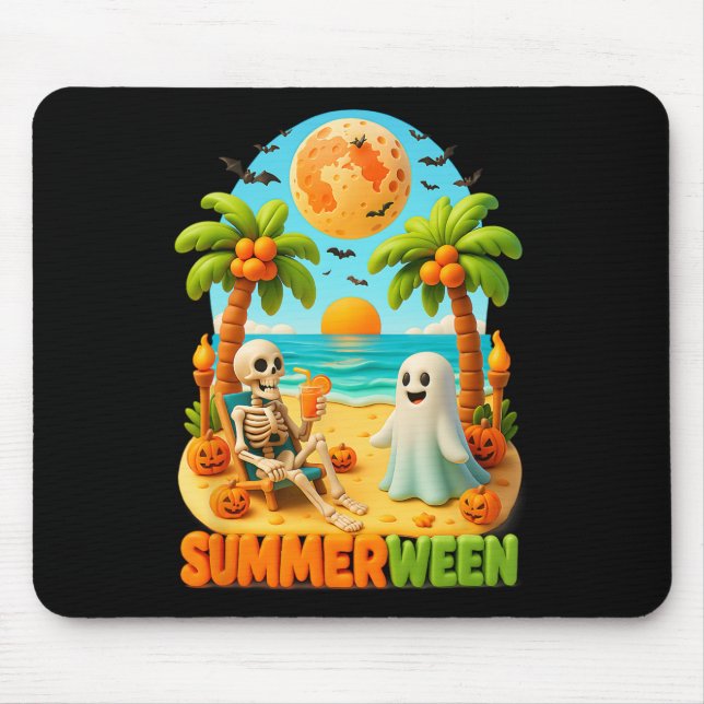 Sommer zwischen Skeleton Ghost Beach Palm Hallowee Mousepad (Vorne)