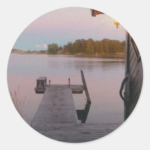 Sommerabend im schwedischen Archipel Runder Aufkleber