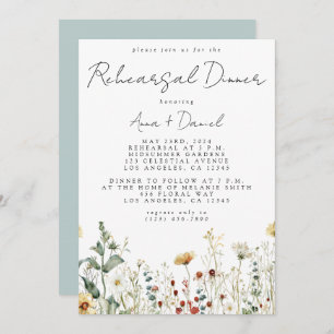 Sommerabend Wildblume Hochzeit Probe Dinner Einladung