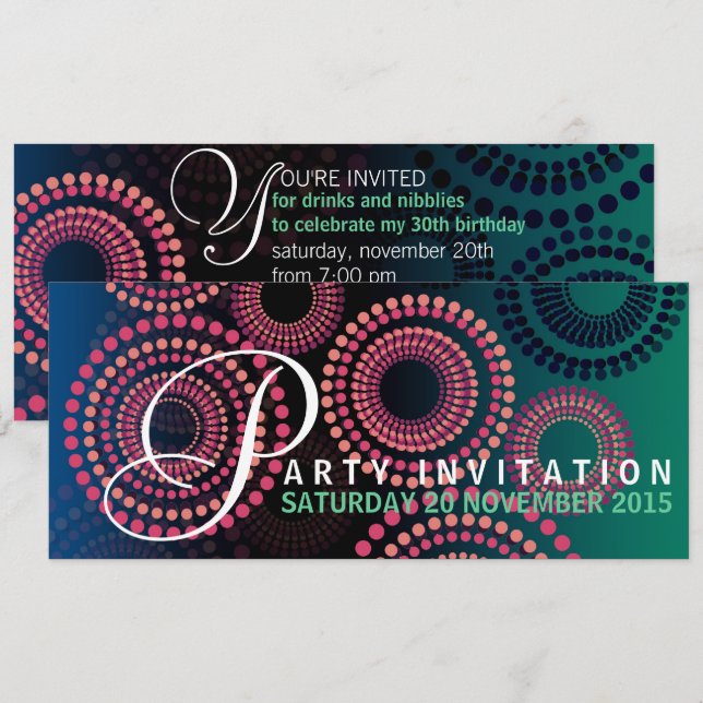 Sommerabende Feuerwerk Party Einladung (Vorne/Hinten)