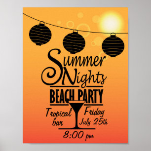 Sommerabende Strand Party Einladung Design Poster