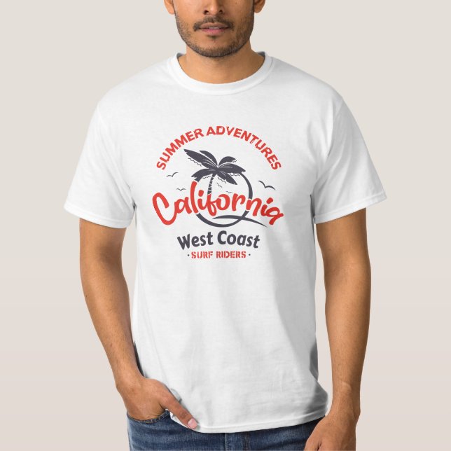 Sommerabenteuer California Westküste Surf Rider T-Shirt (Vorderseite)