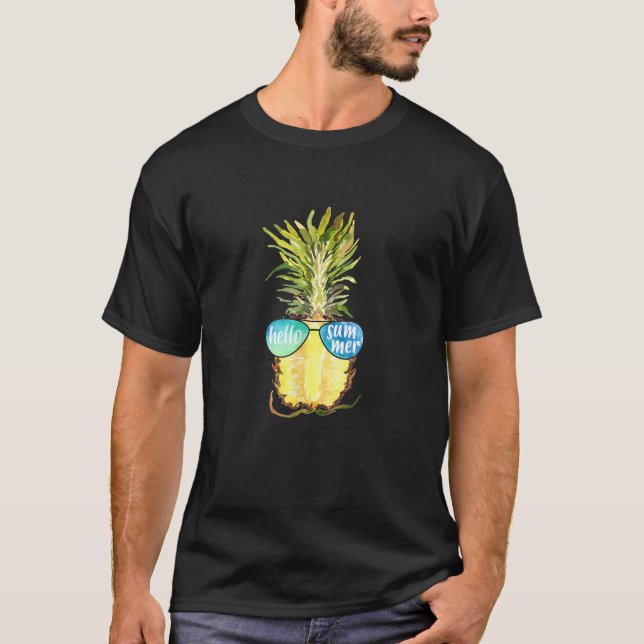 Sommerananas Sonnenbrille Hallo Gruß Obst S T-Shirt (Vorderseite)