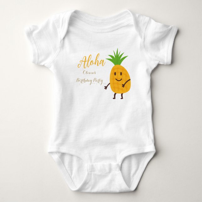 Sommerananas Tropical Aloha Geburtstagsparty Baby Strampler (Vorderseite)