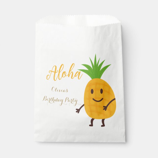 Sommerananas Tropical Aloha Geburtstagsparty Geschenktütchen (Vorderseite)