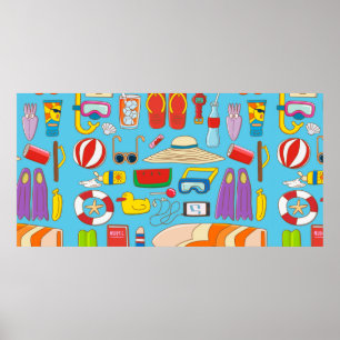 Sommerartikel-Kollektion für Sommerzeit Poster
