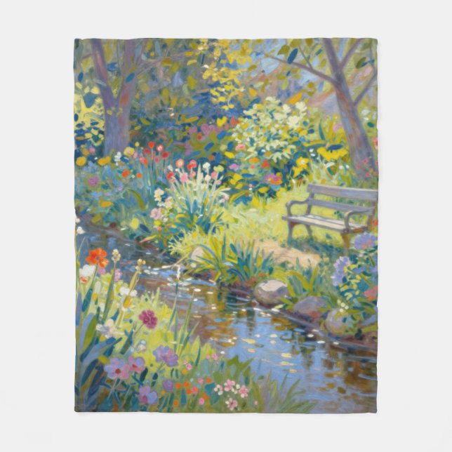 Sommerbach Blumen  Fleecedecke (Vorderseite)