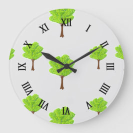 Sommerbäume auf Grau Große Wanduhr