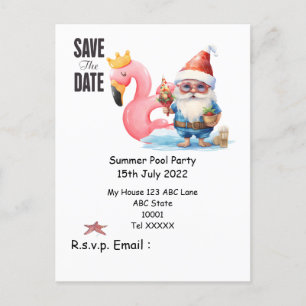 Sommerbecken mit SANTA CLAUS Save the Date Postkarte