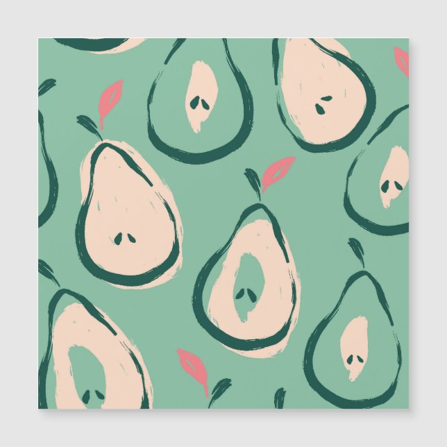 Sommerbirnen: frisches Fruchtmuster. Magnetkarte (Vorderseite)