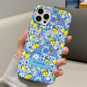 Sommerblau-Majolika-Sizilianische Zitrone Case-Mate iPhone Hülle