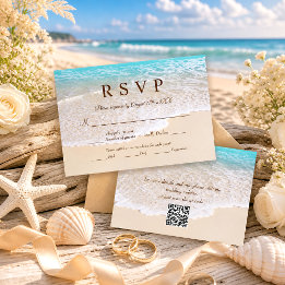 Sommerblaue Ozeanwellen Tropische Strandhochzeit RSVP Karte