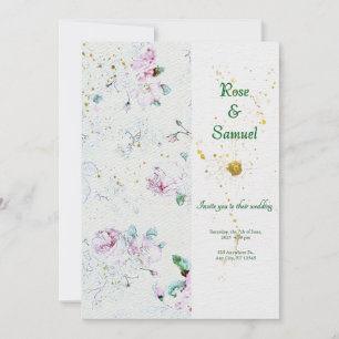 Sommerblumen Aquarellpapier Texturierte Hochzeit I Einladung