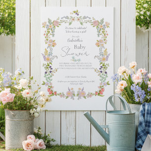 Sommerblumen & Beeren-Baby-Party Einladung