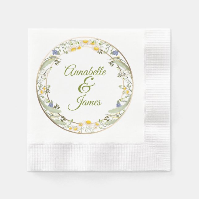 Sommerblumen Hochzeit Geprägte Servietten (Vorderseite)