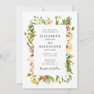 Sommerblumen-Hochzeitseinladung. Frühlingsfloristi Einladung