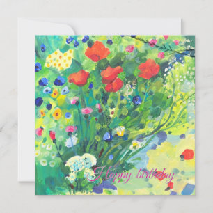 Sommerblumen, Mohn Feiertagskarte