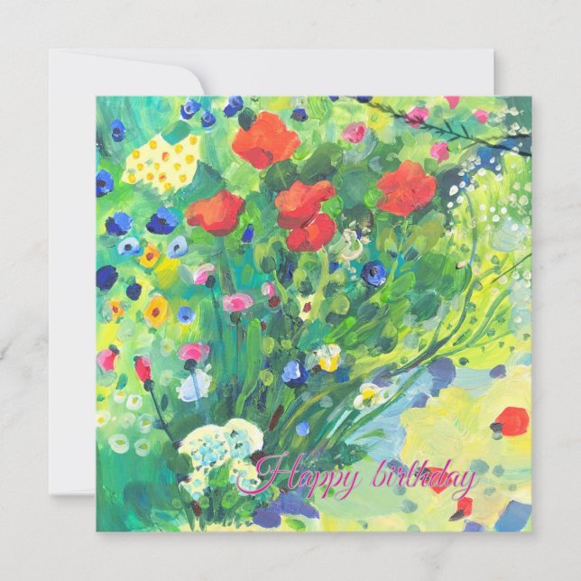 Sommerblumen, Mohn  Feiertagskarte (Vorderseite)