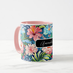 Sommerblumen Tropisches hübsches Blumenmuster Tasse