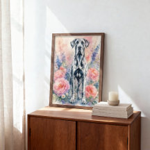 Sommerblumen und Deutsche Dogge
