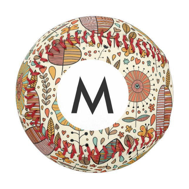 Sommerblumenmuster aus Blätter Baseball (Vorderseite Links)