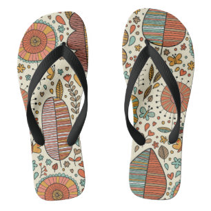 Sommerblumenmuster gemacht vom Blätter Flip Flops