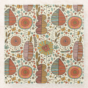 Sommerblumenmuster gemacht vom Blätter Glasuntersetzer