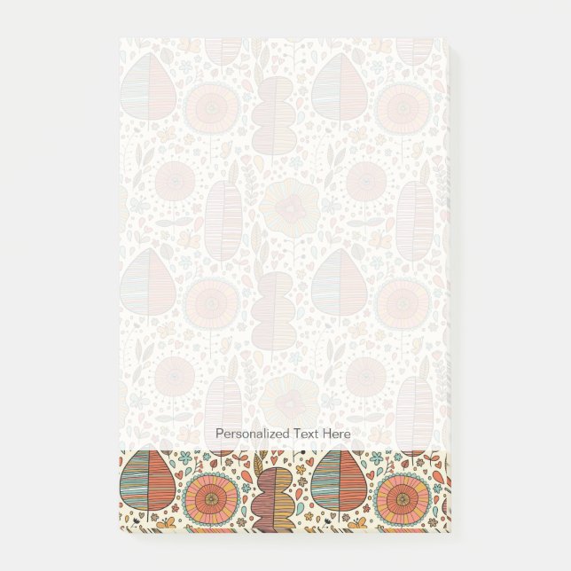 Sommerblumenmuster gemacht vom Blätter Post-it Klebezettel (Vorderseite)