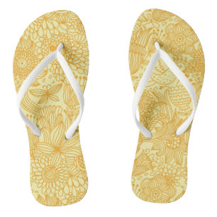 Sommerblumenmuster in den warmen Farben Flip Flops