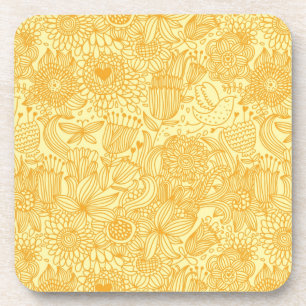 Sommerblumenmuster in den warmen Farben Getränkeuntersetzer