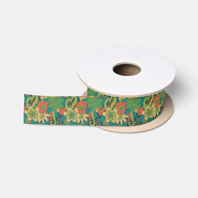 Sommerblumenmuster Satinband (Spule)
