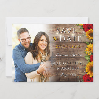 Sommerblumensonnenblume Rustikales Foto Save the D Date