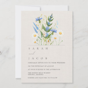 Sommerblüten Blaue Daisy Hochzeitseinladung Einladung