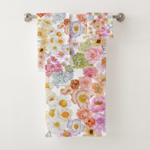 Sommerblüten-Schmetterling Floral Badhandtuch Set