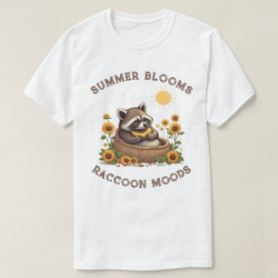 Sommerblüten Waschbär-Stimmungen T-Shirt