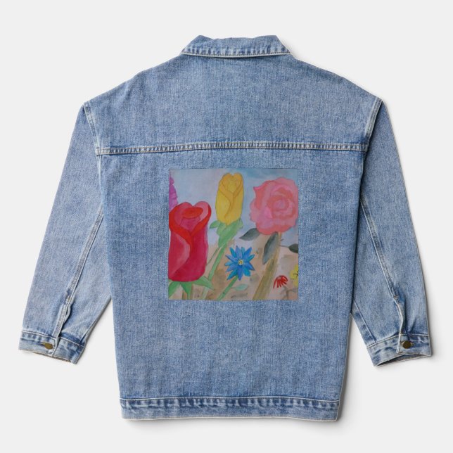 Sommerblütengarten Jeansjacke (Rückseite)