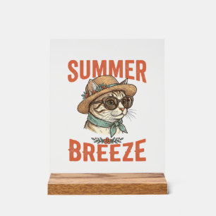 Sommerbrise-Katze Vintage-Stickerei-Shirt-Design_1 Acrylschild