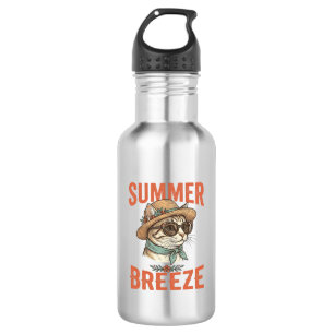 Sommerbrise-Katze Vintage-Stickerei-Shirt-Design_1 Edelstahlflasche