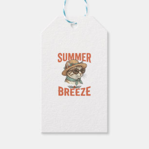 Sommerbrise-Katze Vintage-Stickerei-Shirt-Design_1 Geschenkanhänger